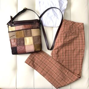 Plaid comfortable stretchy cropped pants